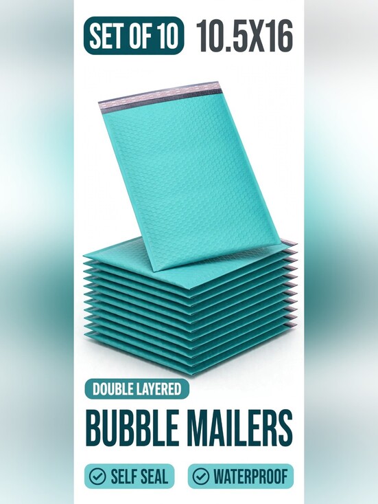 holidaygall deals Other - Teal Bubble Mailers — Padded Shipping Envelopes (Double Layered) (10)